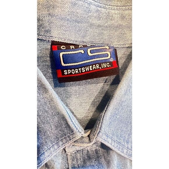 Vintage 90s jean shirt with a patch commemorating the inauguration of Turner Fie - Picture 3 of 7